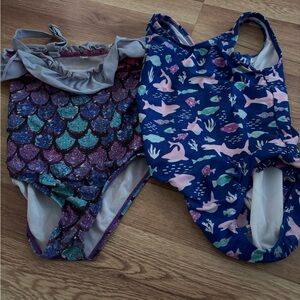 Kids Mermaid and Shark One Piece Swimsuit Set